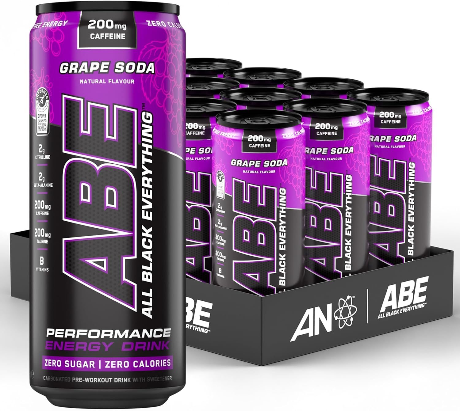 Applied Nutrition Abe Carbonated Can (12x330ml) - American Grape Soda