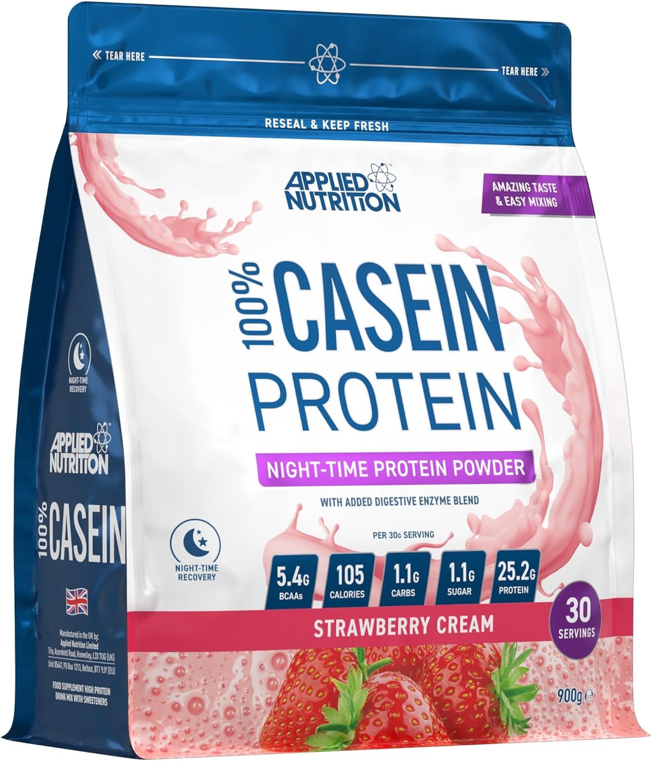 Applied Nutrition Casein - Strawberry & Cream 900g