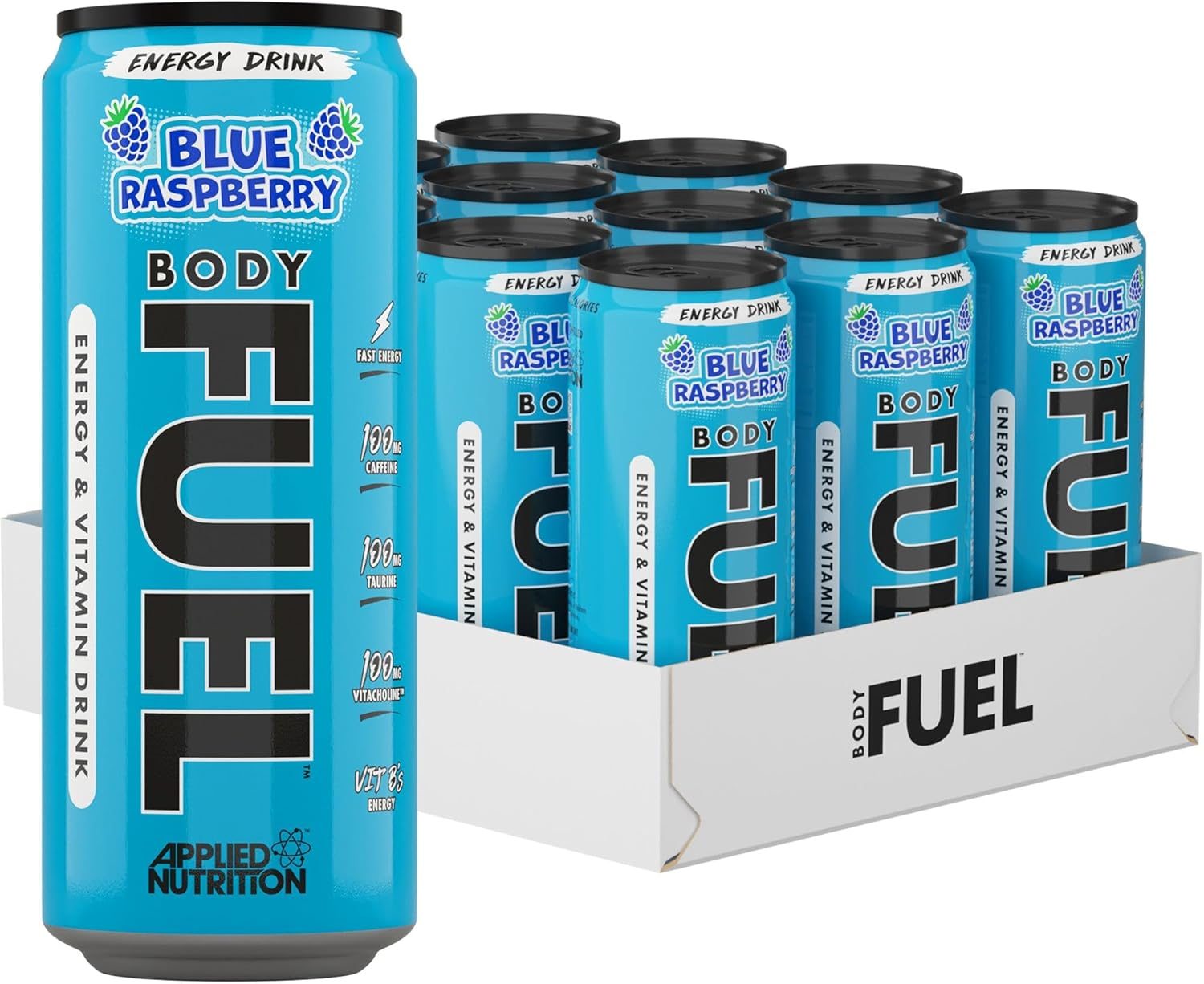 Applied Nutrition Body Fuel Energy Can (12x330ml) - Blue Raspberry