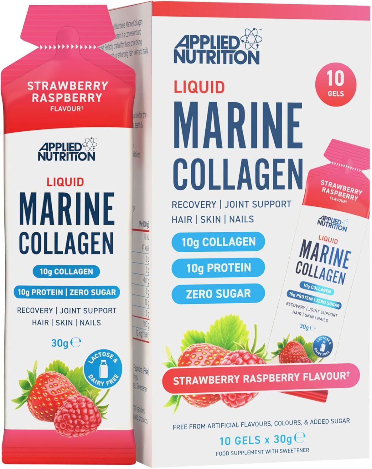 Applied Nutrition Marine Collagen Gels (10x30g) - Strawberry Raspberry