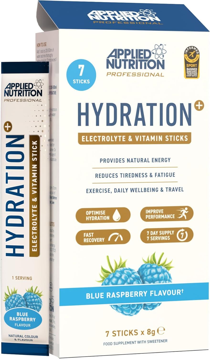 Applied Nutrition Hydration+ Electrolyte & Vitamin Powder Sticks (7x8g) - Blue Raspberry
