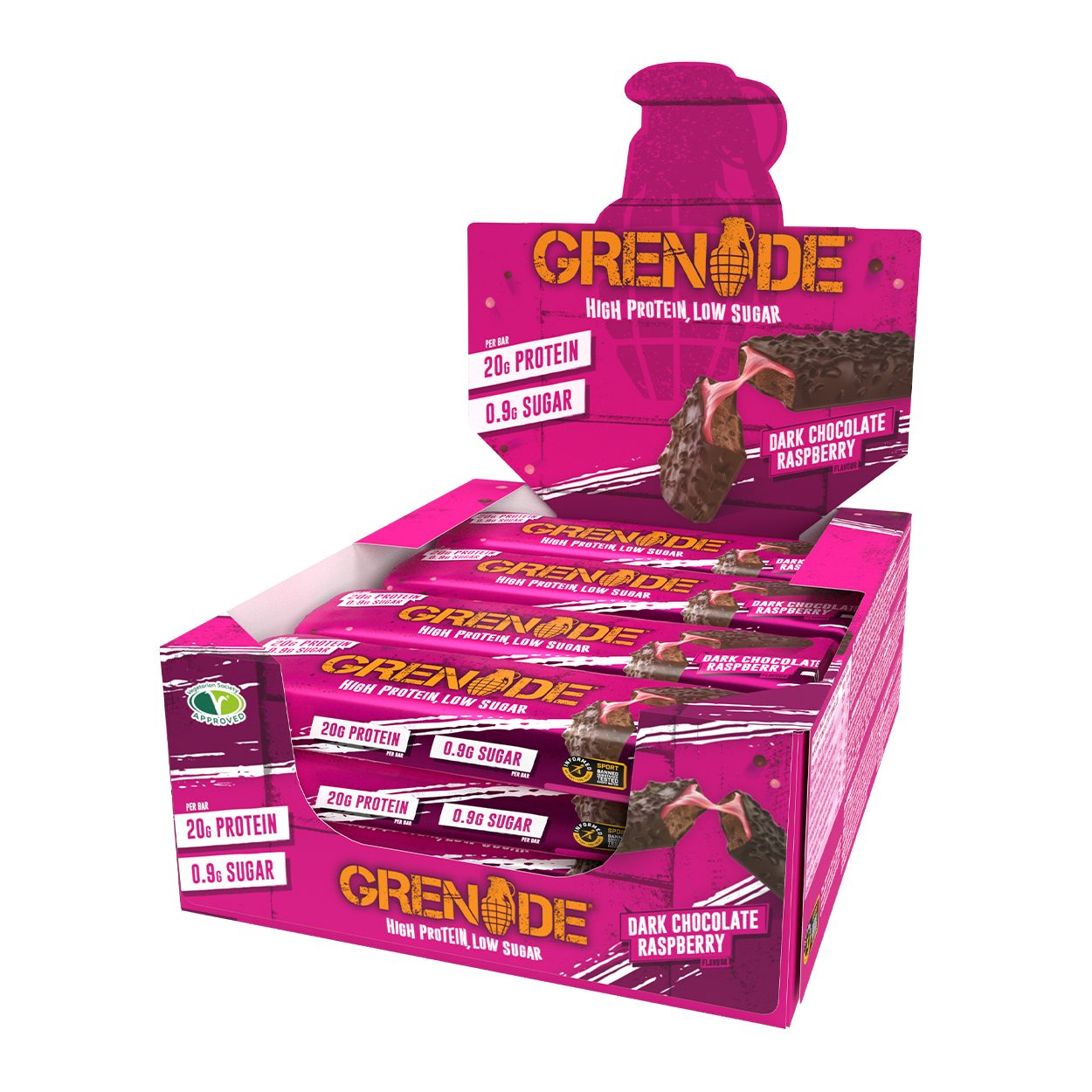 Grenade Protein Bar - Dark Chocolate Raspberry 12x60g