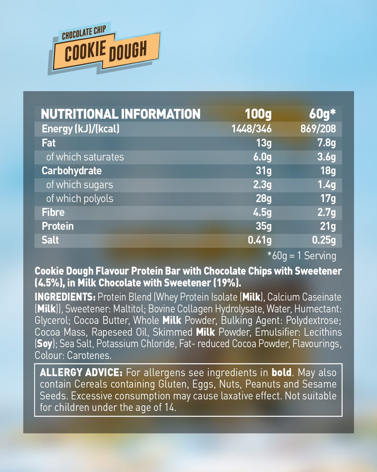 Grenade Protein Bar - Chocolate Chip Cookie Dough 60g — view 2