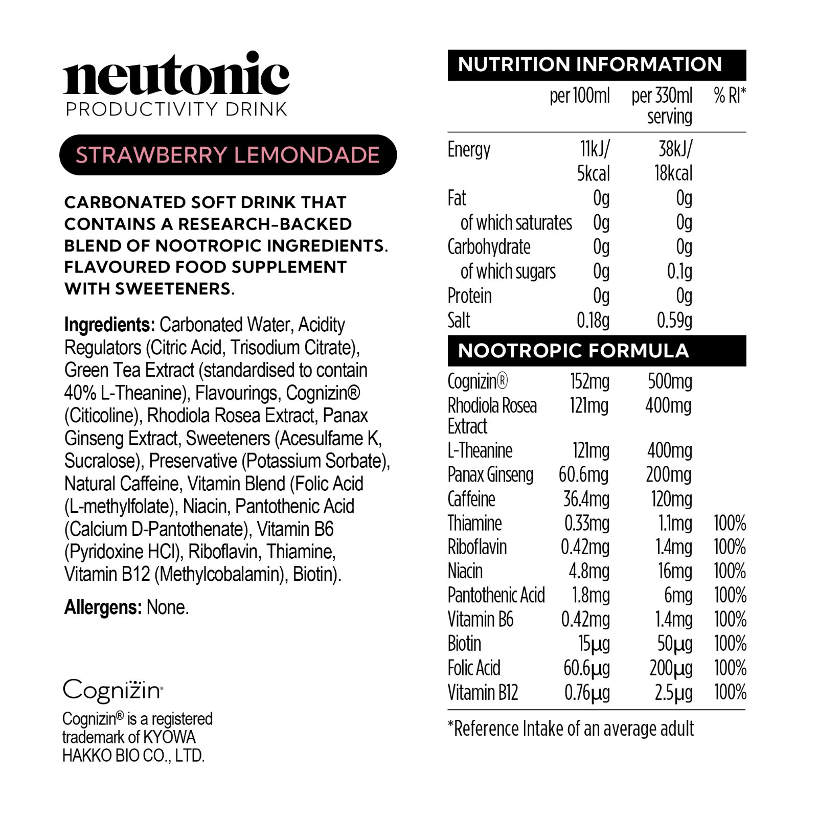 Neutonic 12x330ml Strawberry Lemonade — view 5